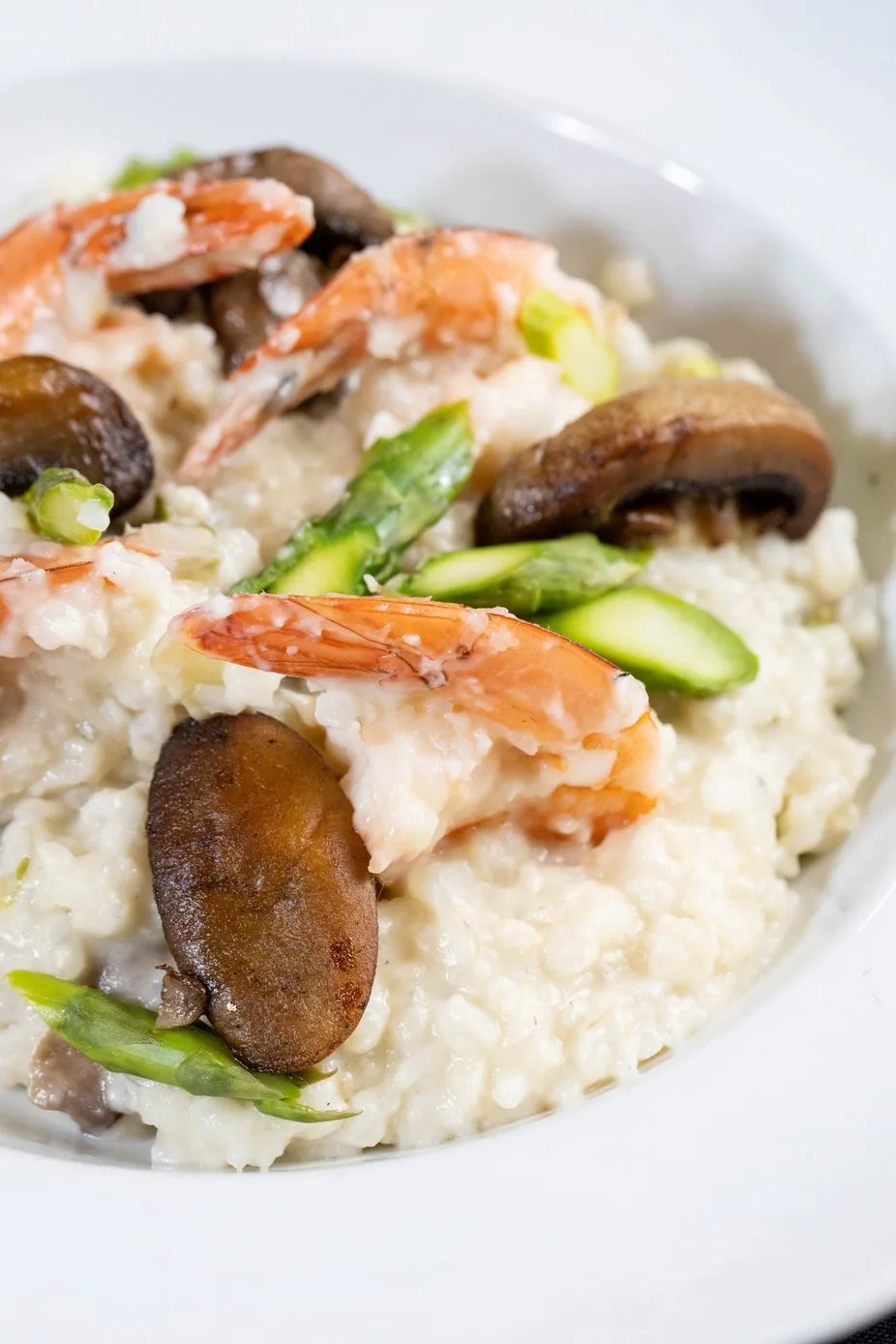 Shrimp risotto with mushrooms