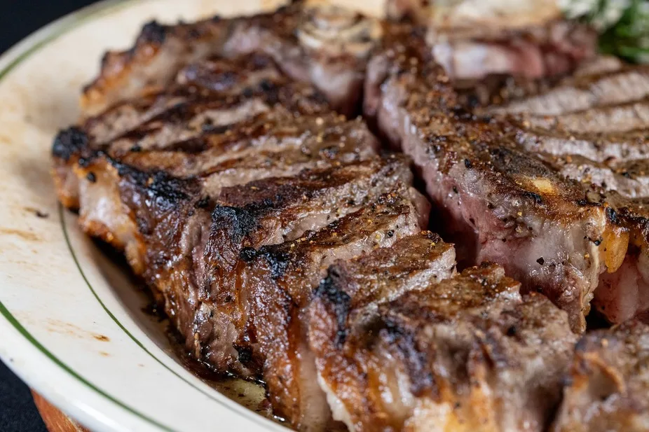 Close up of sliced steak