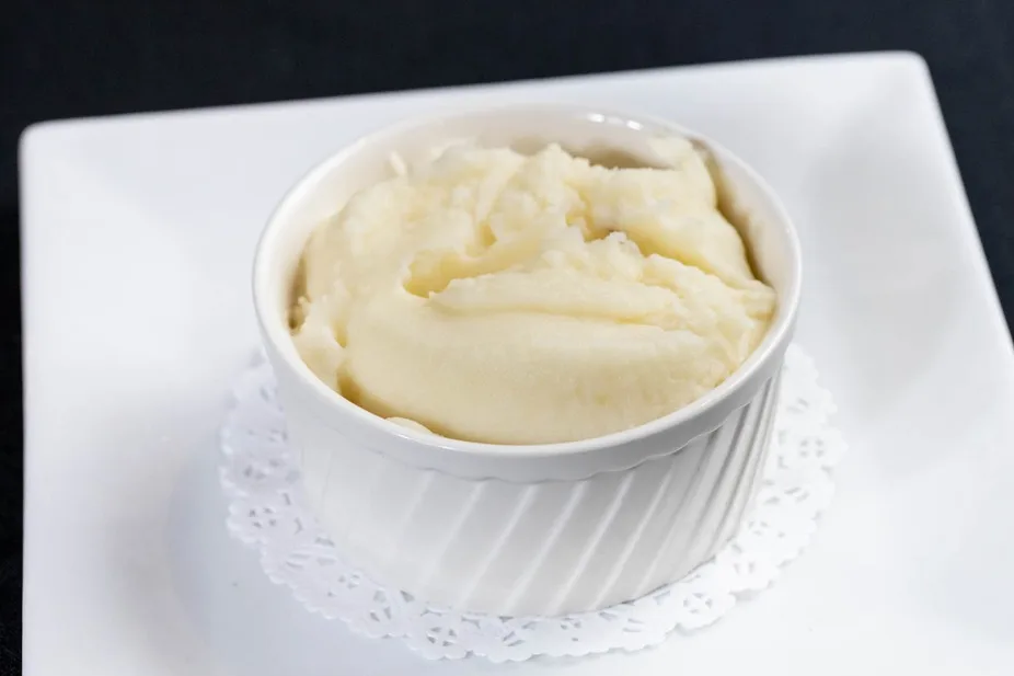 Mashed potatoes in a ramekin