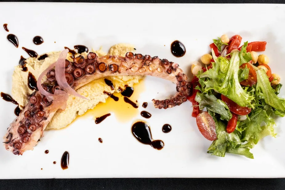 Grilled octopus with salad
