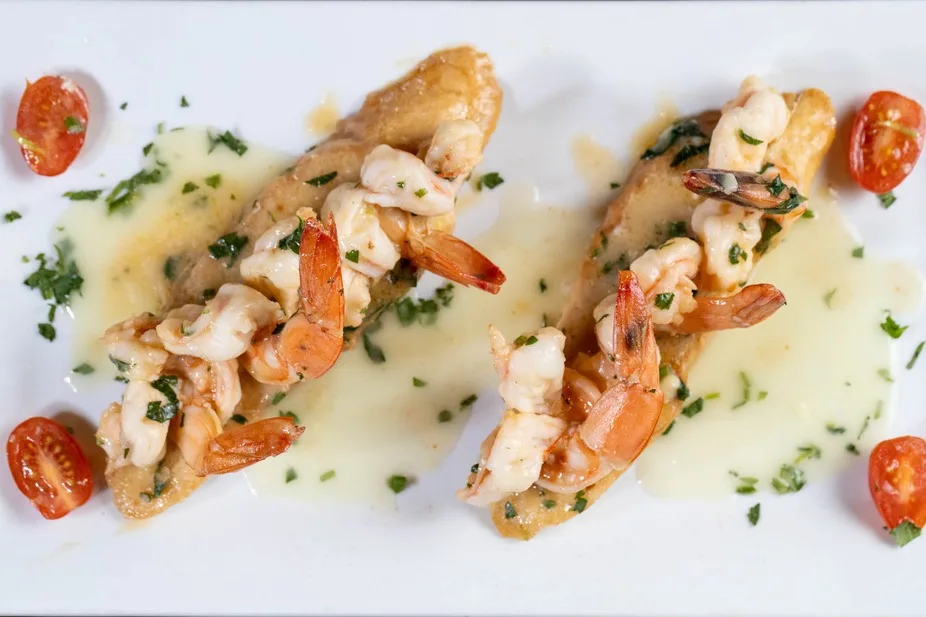Shrimp appetizer close up