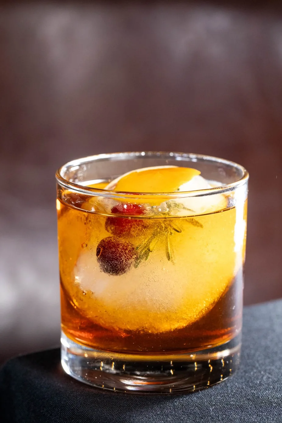 Craft cocktail with citrus garnish