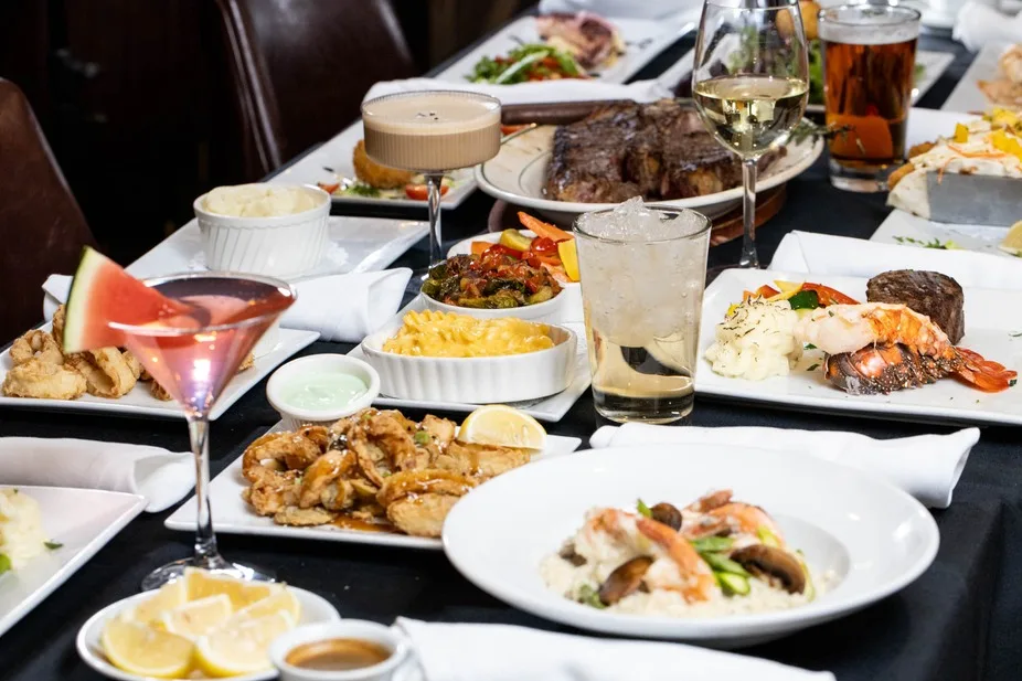 Full table of entrees and drinks