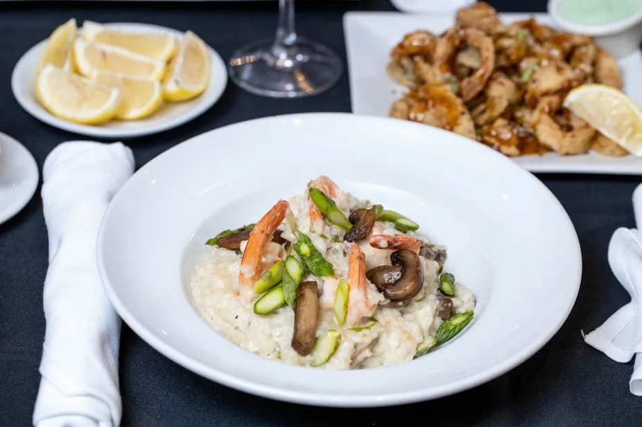 Risotto with calamari in the background