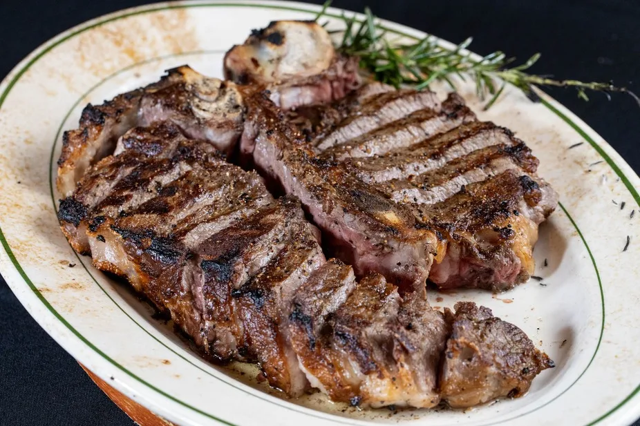 Sliced porterhouse for two